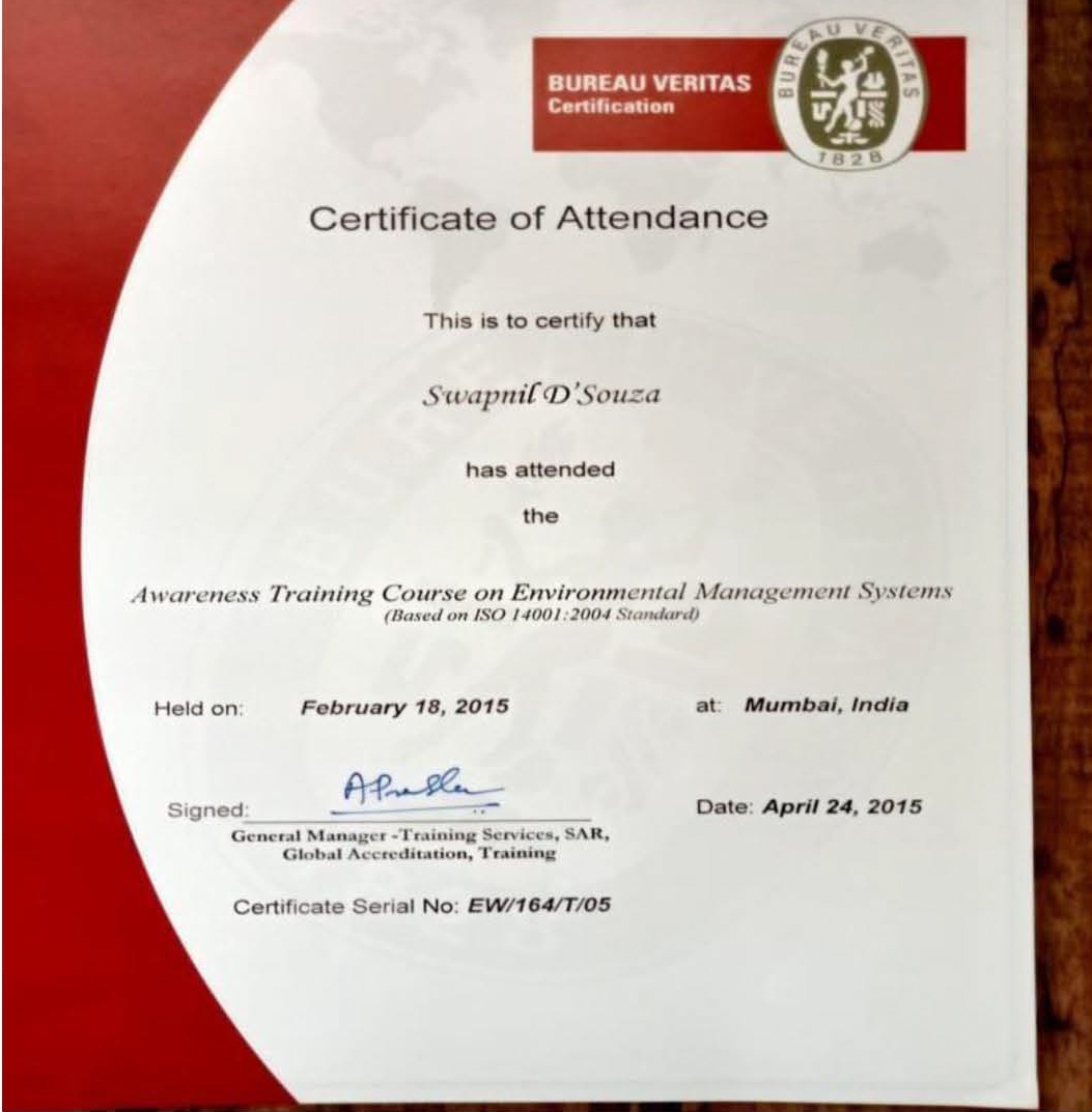 Safety Compliance Certificate