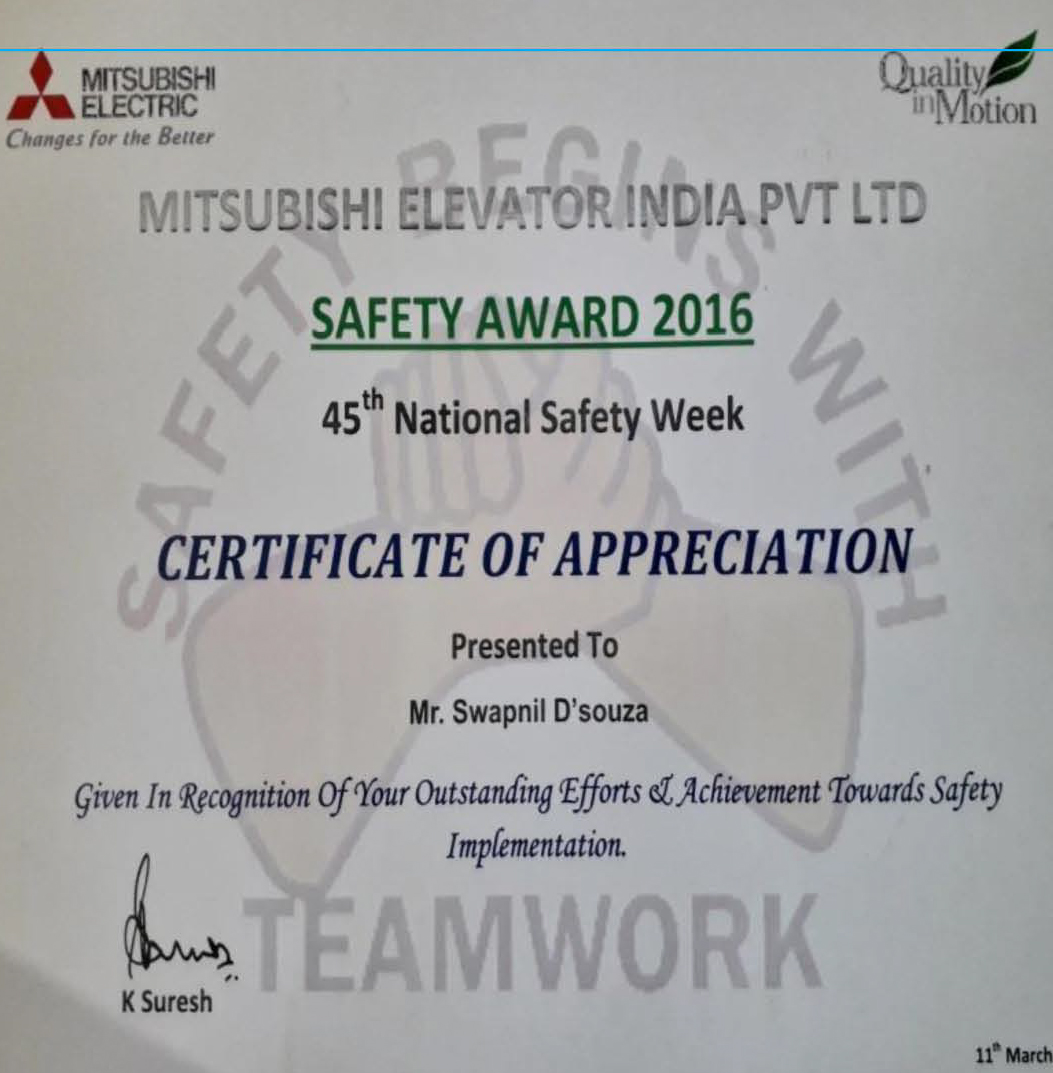 Safety Compliance Certificate